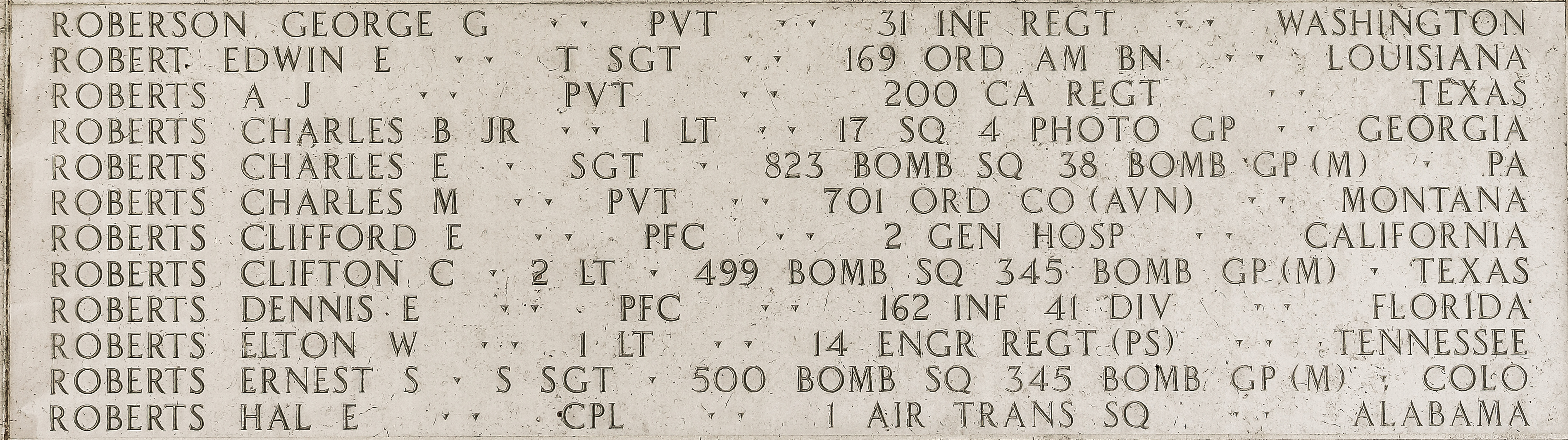 Clifford E. Roberts, Private First Class